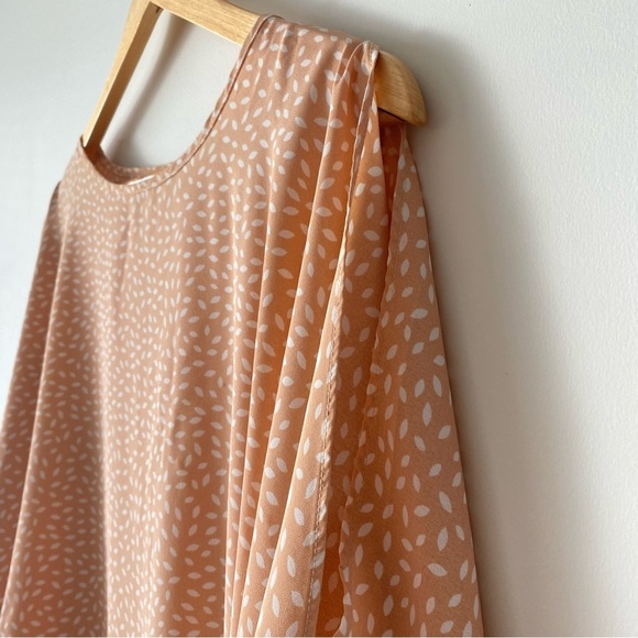 Suzy Shier Ballet Neck Split Sleeves Batwing 3/4 Sleeves Tie Front Blouse - Picture 5 of 12